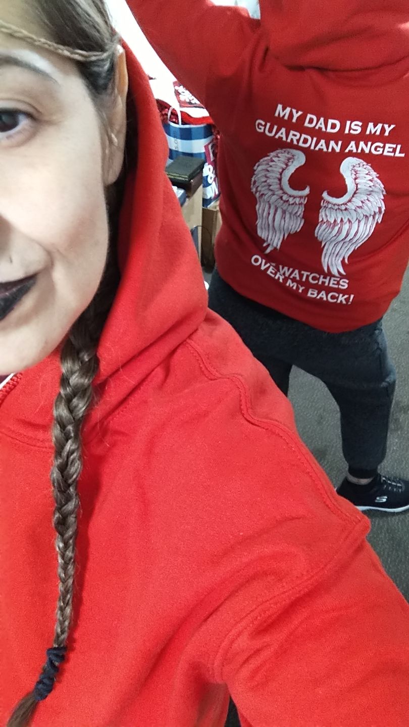 Customer photo review of My Dad Is My Guardian Angel Hoodie