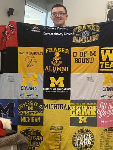 T-shirt quilt featuring wolverines by Kathleen from MI