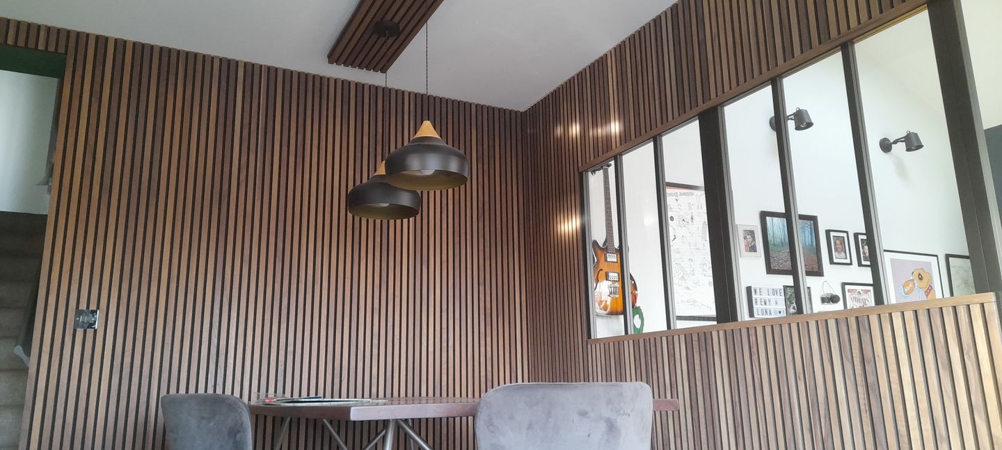 Customer photo review of SlatWall Acoustic Walnut
