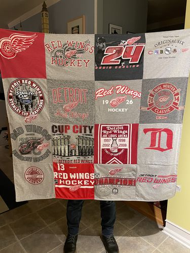 T-shirt quilt featuring detroit red wings by Agatha from MD