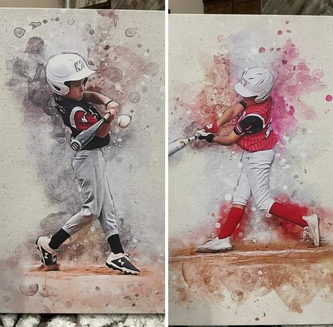Customer photo review of Personalized baseball photo Painting