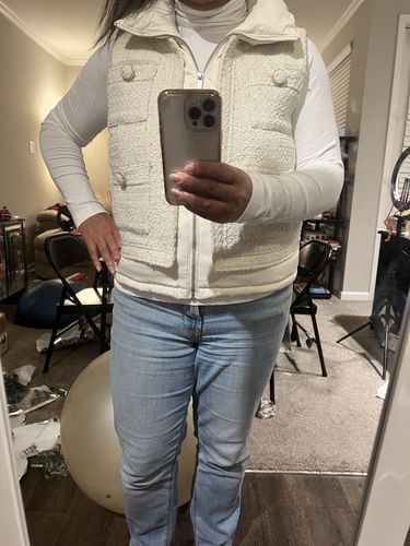 Customer photo review of Combination Tweed Down Gilet