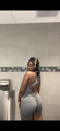 Customer photo review of Pchee Soft Black Zipper Scrunch Butt Romper