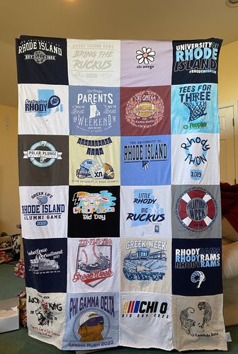T-shirt quilt featuring rhody rams by Tara from NY