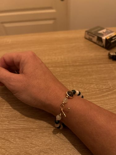 Customer photo review of Bracelet anti-douleur en malachite et pierre de lune | Or fin