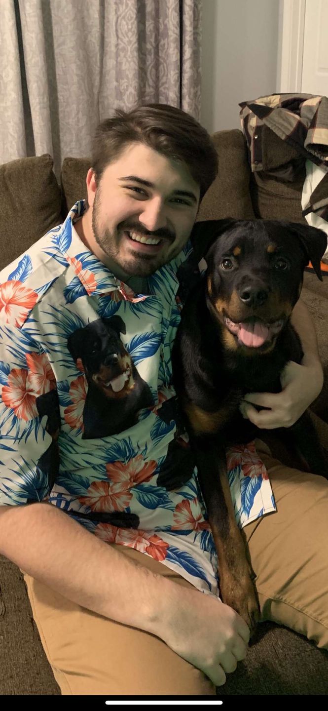Customer photo review of Custom Leaves & Flowers Pattern Short-Sleeve Hawaiian Shirt (Dark Green Color)