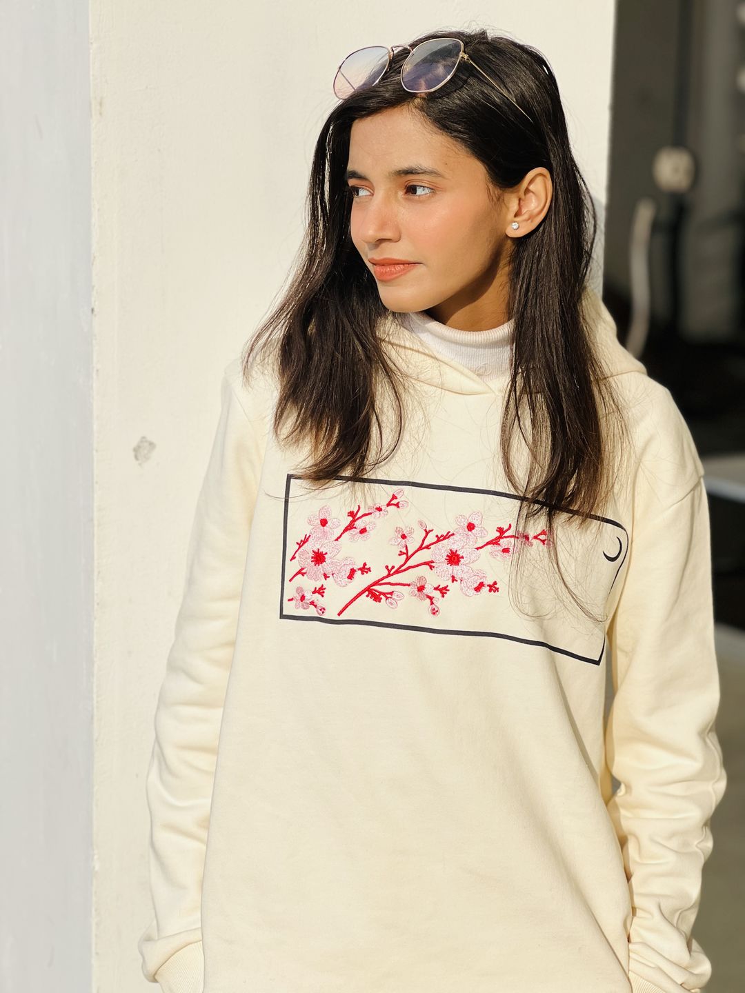 Customer photo review of Heavyweight Hoodie: Cherry Blossom Embroidery