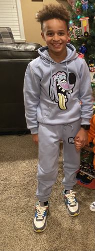 Customer photo review of Anti Social Sky RAW Drip Sky Chenille Hoodie and Jogger Set
