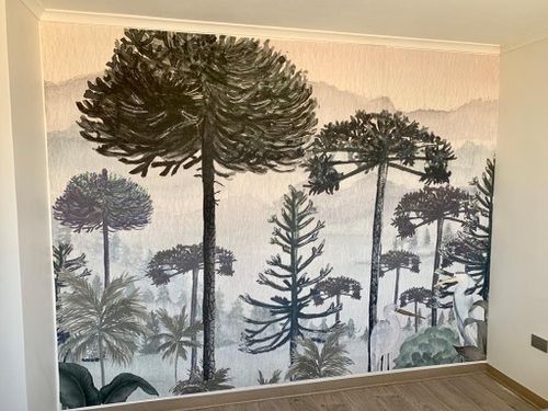 Customer photo review of Papel Mural Bosque de araucarias