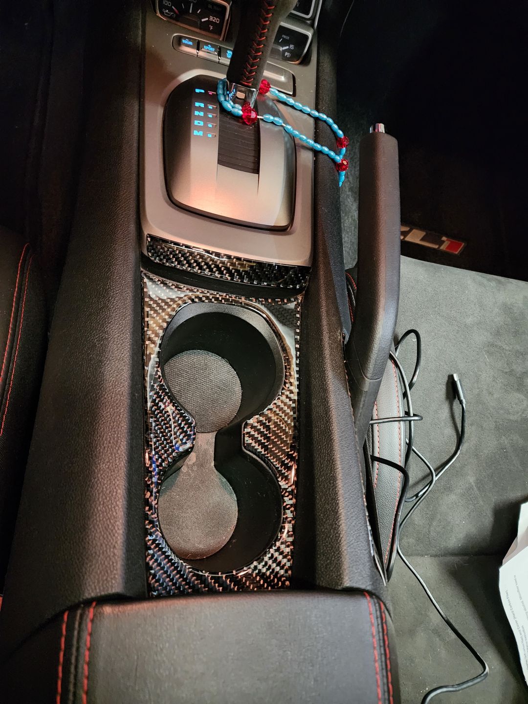 Customer photo review of Carbon Fiber Cup Holder Panel Overlay for Chevrolet Camaro 2010-2015