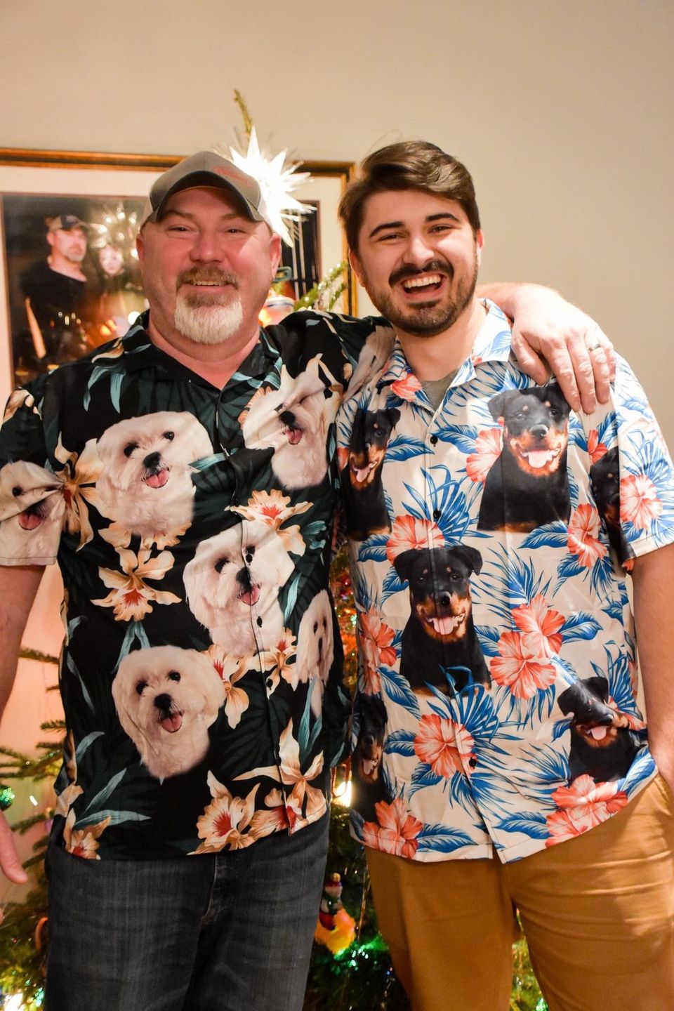 Customer photo review of Custom Leaves & Flowers Pattern Short-Sleeve Hawaiian Shirt (Dark Green Color)