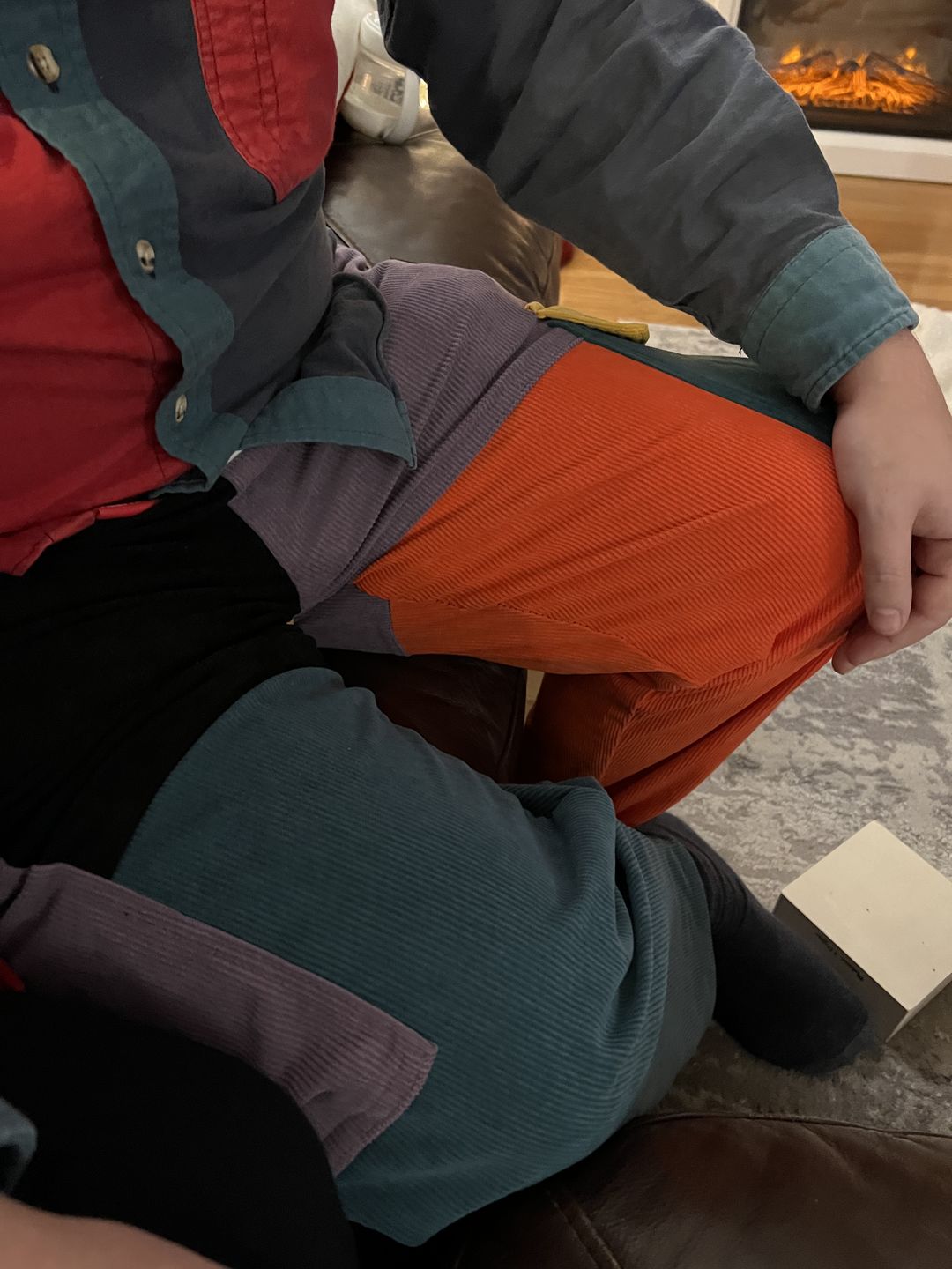 Customer photo review of Aelfric Eden "Back to 90's" Patchwork Color Block Corduroy Pants