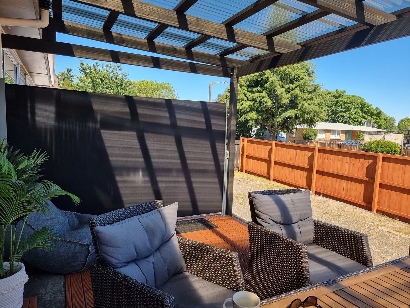 Customer photo review of Patio Screen Retractable Side Awning - 1.8m x 3m