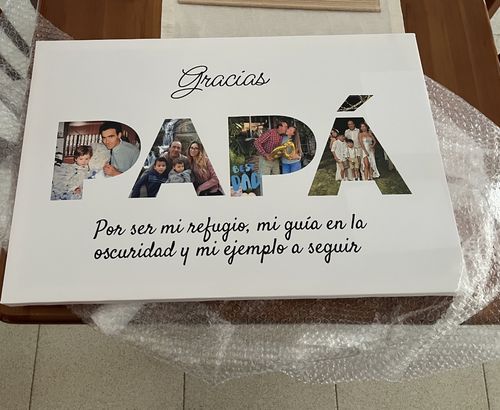 Customer photo review of Lienzo Papá personalizado con imagen