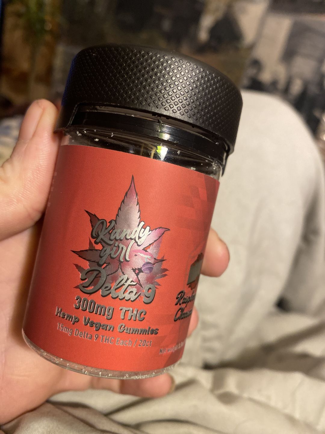 Customer photo review of Delta 9 THC Gummies Raspberry Cheesecake 300MG