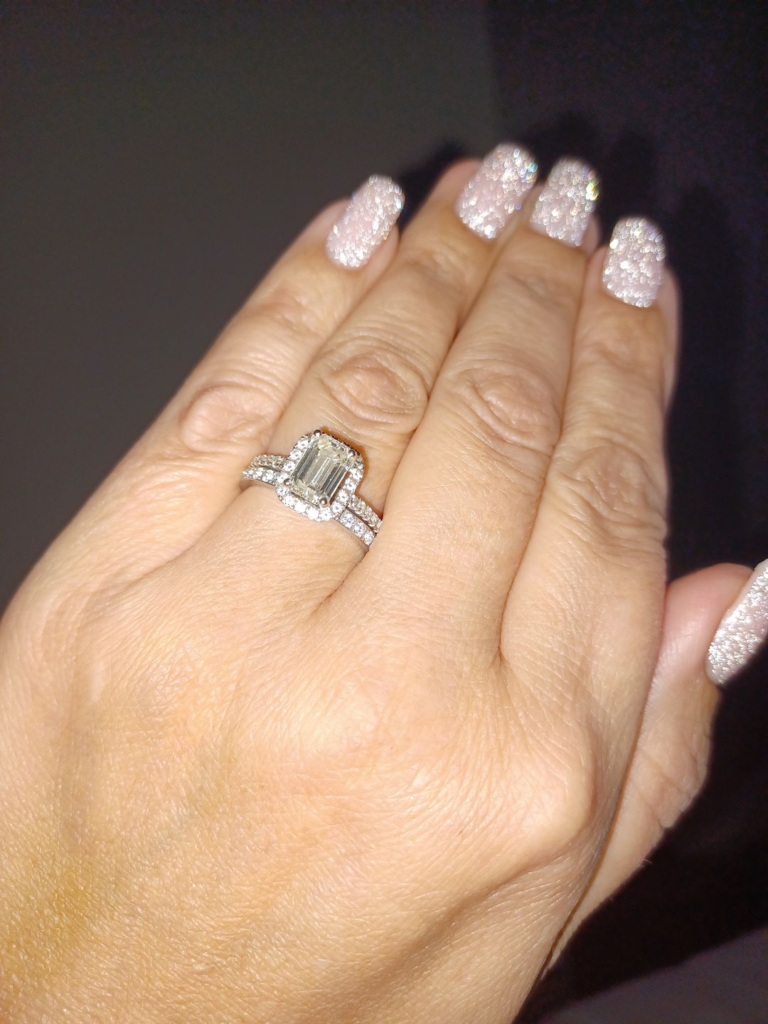 Customer photo review of White Gold 2mm Half Glitz Ring
