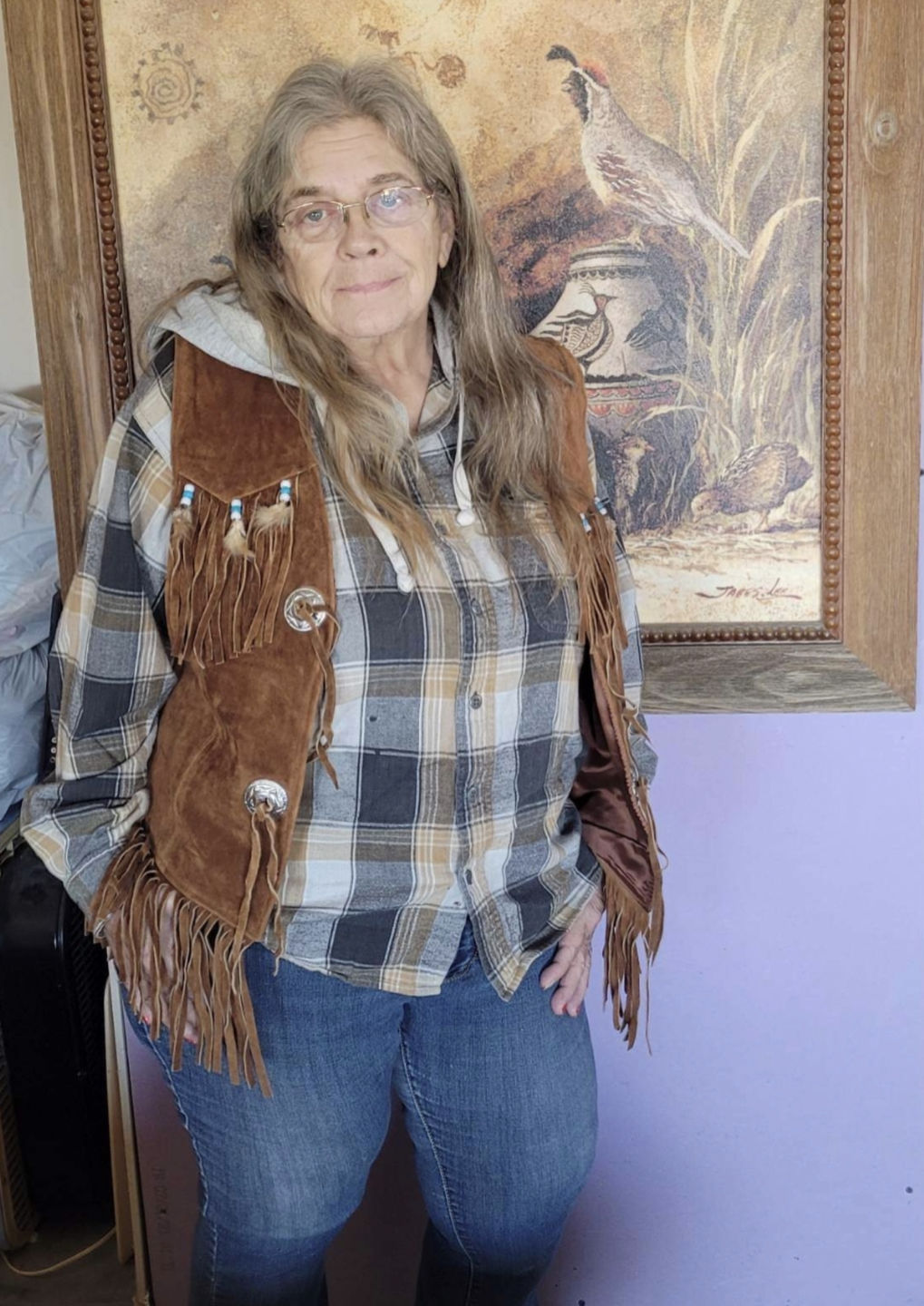 Customer photo review of Hippie Leather Fringe Vest