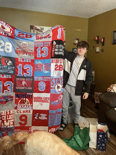 T-shirt quilt featuring webb city high school football by Robin from MO