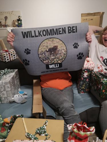 Customer photo review of Fußmatte Hund "Willkommen" 66 x 44 cm