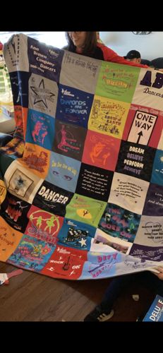 T-shirt quilt with dance, performing arts themes by Rene from AL
