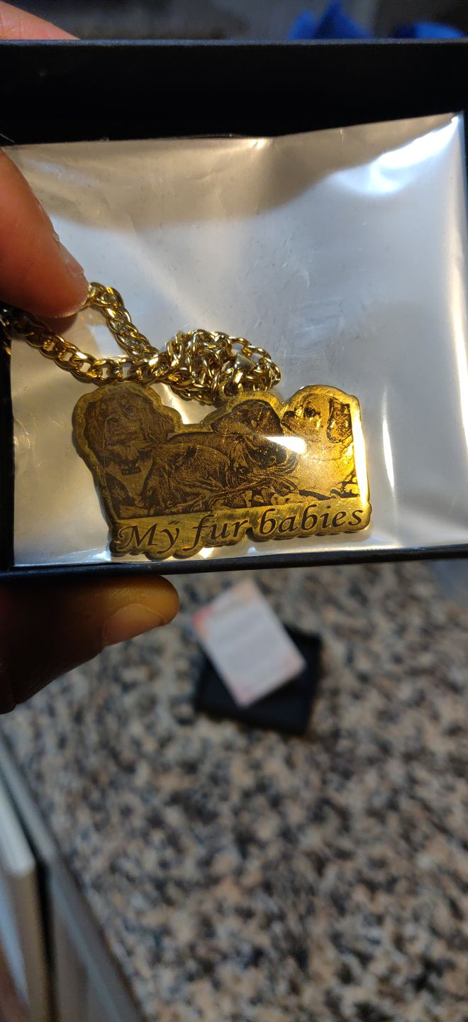 Customer photo review of Custom Photo Engraved Pet Necklace