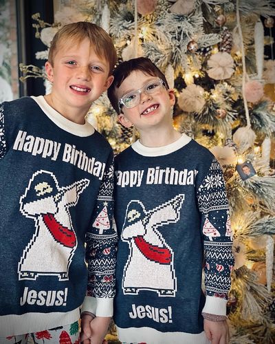 Customer photo review of Jesus Dab Dance Custom Knit Pullover Sweater