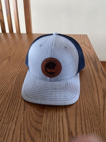 Customer photo review of Custom Leather Patch Trucker Hat - Richardson 112