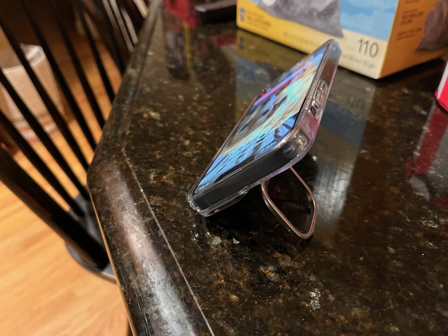 Customer photo review of Hybrid-Flex Kickstand Case for Apple iPhone 14 - Clear