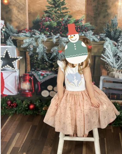 Customer photo review of Kate Christmas Tree Backdrop Fireplace Wood for Photography