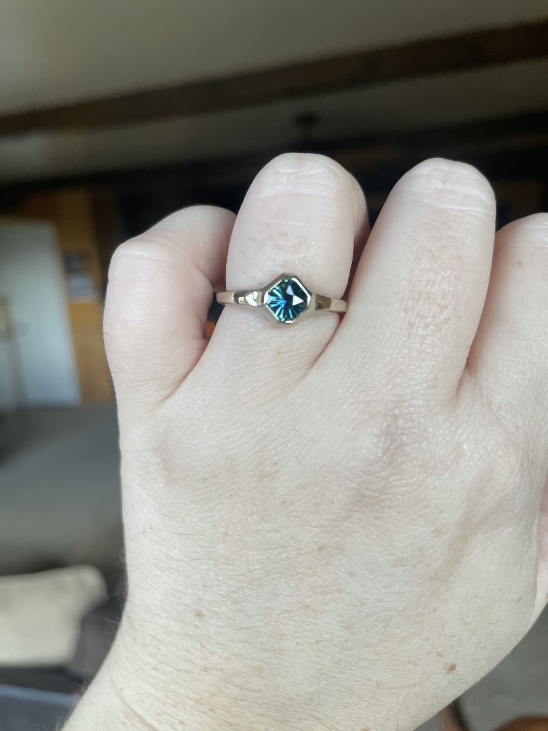 Customer photo review of Custom Listing for CJ - Blue Sapphire Signet Ring