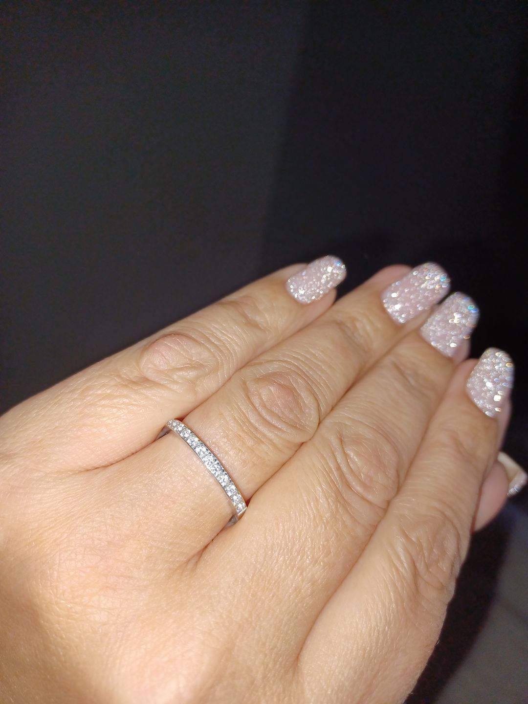 Customer photo review of White Gold 2mm Half Glitz Ring