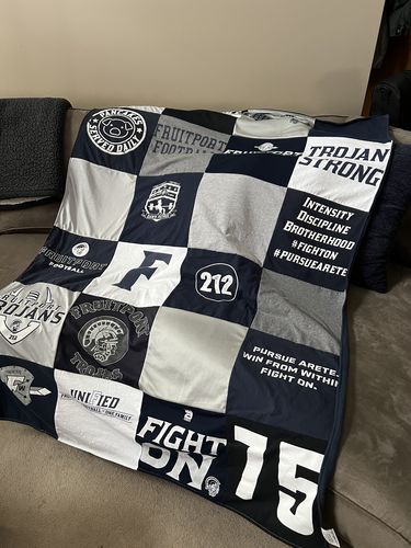 T-shirt quilt featuring trojans by Tracy from MI