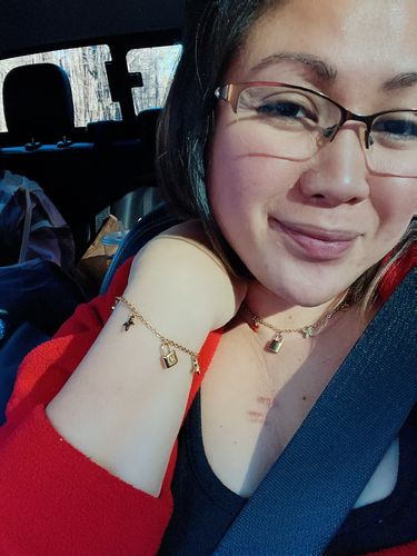 Customer photo review of Rose Gold Floral Lock Charms Necklaces