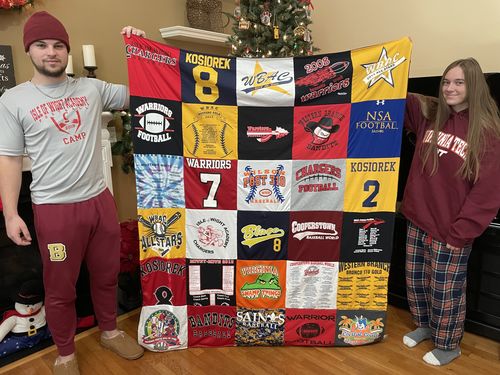 T-shirt quilt featuring warriors by Julie from VA