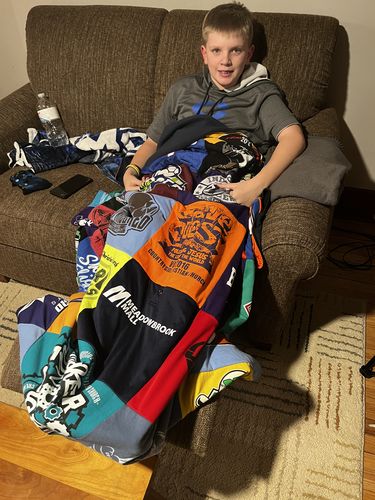 T-shirt quilt featuring local sports team by Alisha from KS