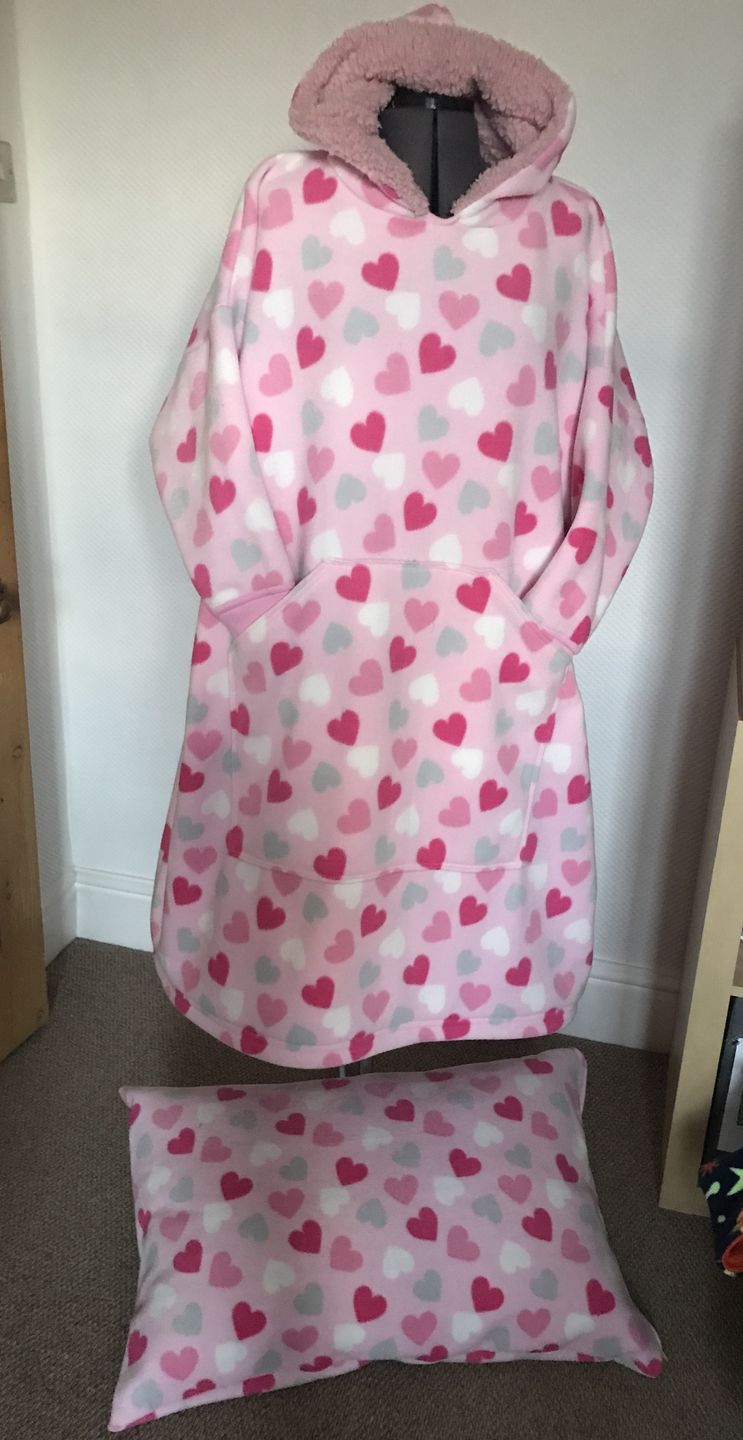 Customer photo review of Hearts on Baby Pink Anti Pill Polar Fleece Fabric