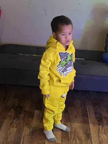 Customer photo review of Money Hungry RAW Drip White Chenille Hoodie and Jogger Set