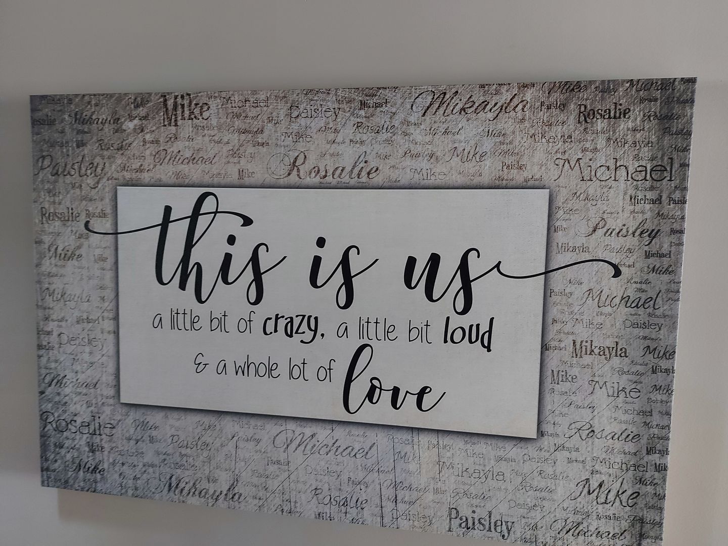 Customer photo review of Personalized "This Is Us" With Names on Background Premium Canvas