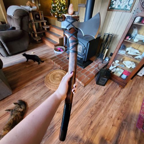 Customer photo review of Hand-forged dane Ragnar Lothbrok axe “Centaurus” with leather cover