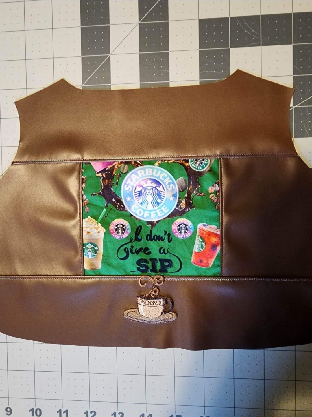 Customer photo review of Chocolate Stretch Faux Leather