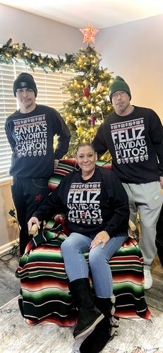 Customer photo review of Santa's Favorite Cabron OG Navidad Sweatshirt