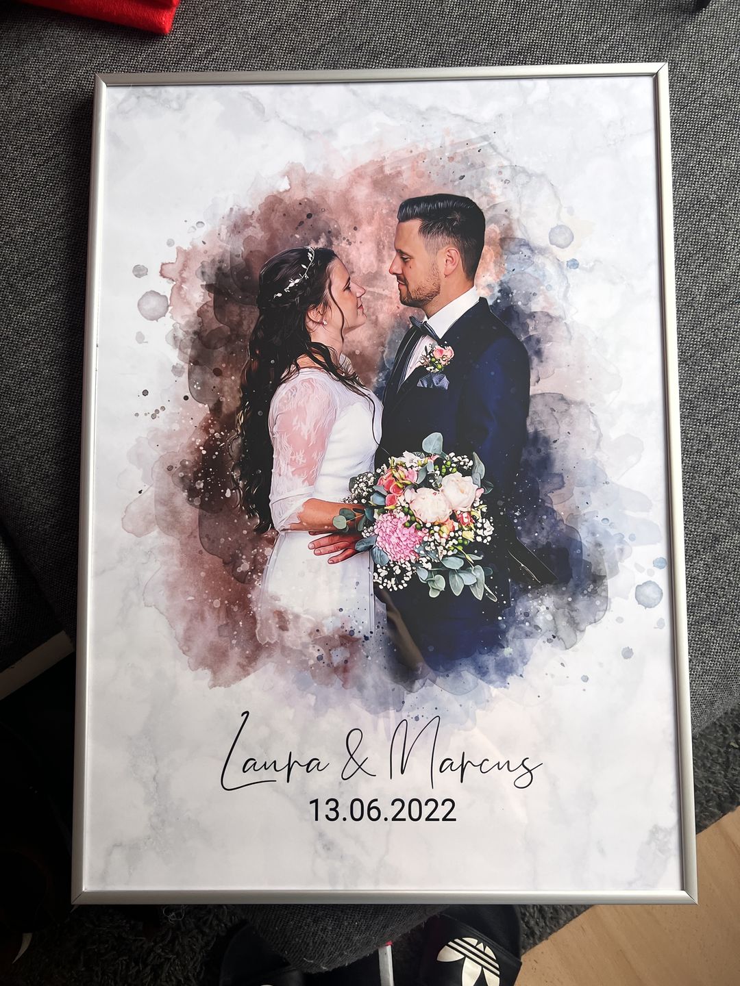 Customer photo review of Dein Hochzeitsfoto als Aquarell Poster | Geschenk zur Hochzeit