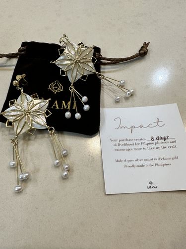 Customer photo review of Golden Parol Capiz Shell Earrings