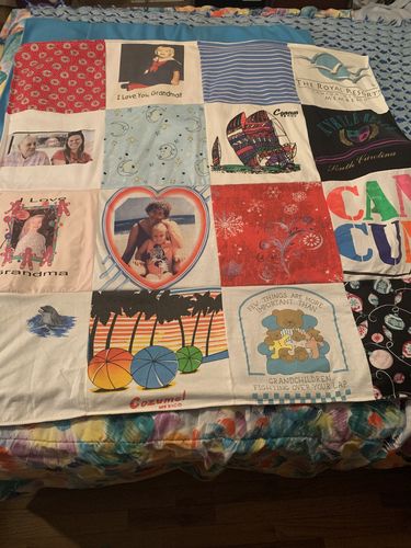 T-shirt quilt with family, love themes by Brian from MO