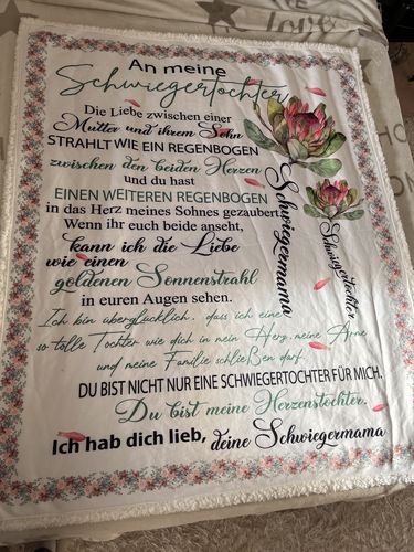 Customer photo review of "An meine Schwiegertochter" Decke - Blume