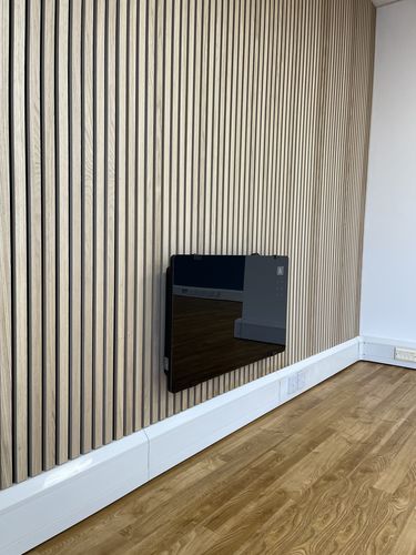 Customer photo review of SlatWall Acoustic Natural Oak