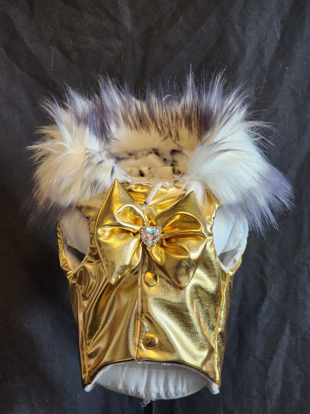 Customer photo review of Glossy Gold Stretch Faux Leather