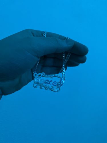 Customer photo review of Double Plated Name Necklace with Cuban Chain