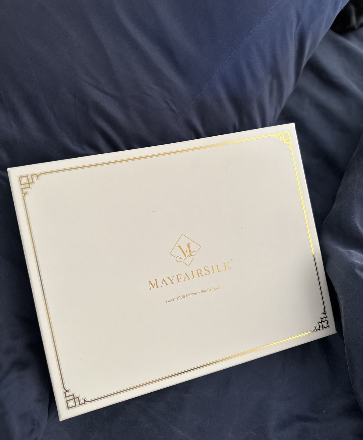 Customer photo review of Midnight Blue Silk Duvet Set