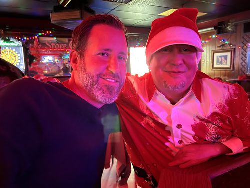 Customer photo review of Men's Christmas Print Regular Fit Long Sleeve Shirt